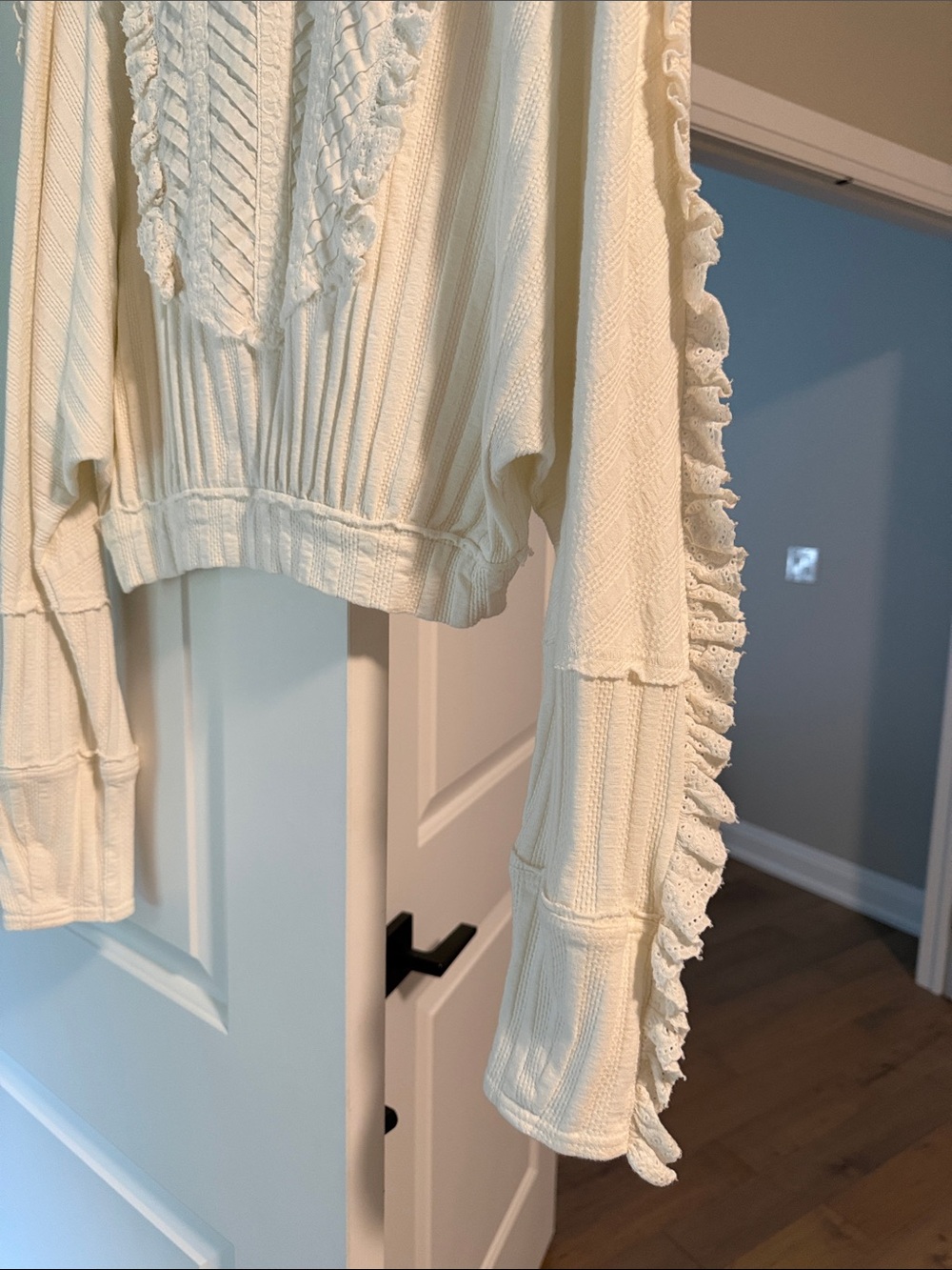Free People Ivory Ruffle Knit Blouse - Picture 3 of 3